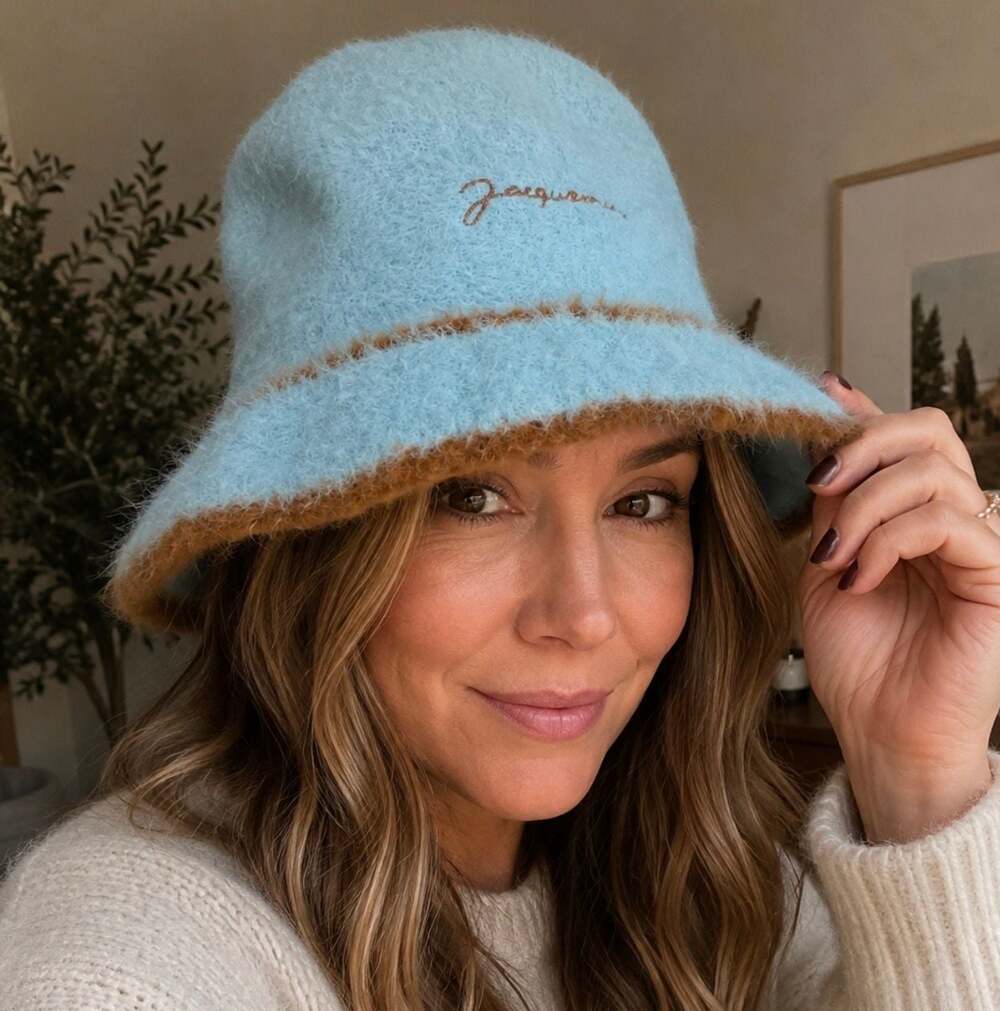 Jacquemus Le Bob Neve Fluffy Bucket Hat in Light Blue